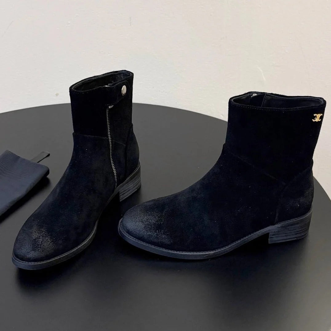 Celine 2026 Triomphe Zipped Boots Calfskin Suede 104871