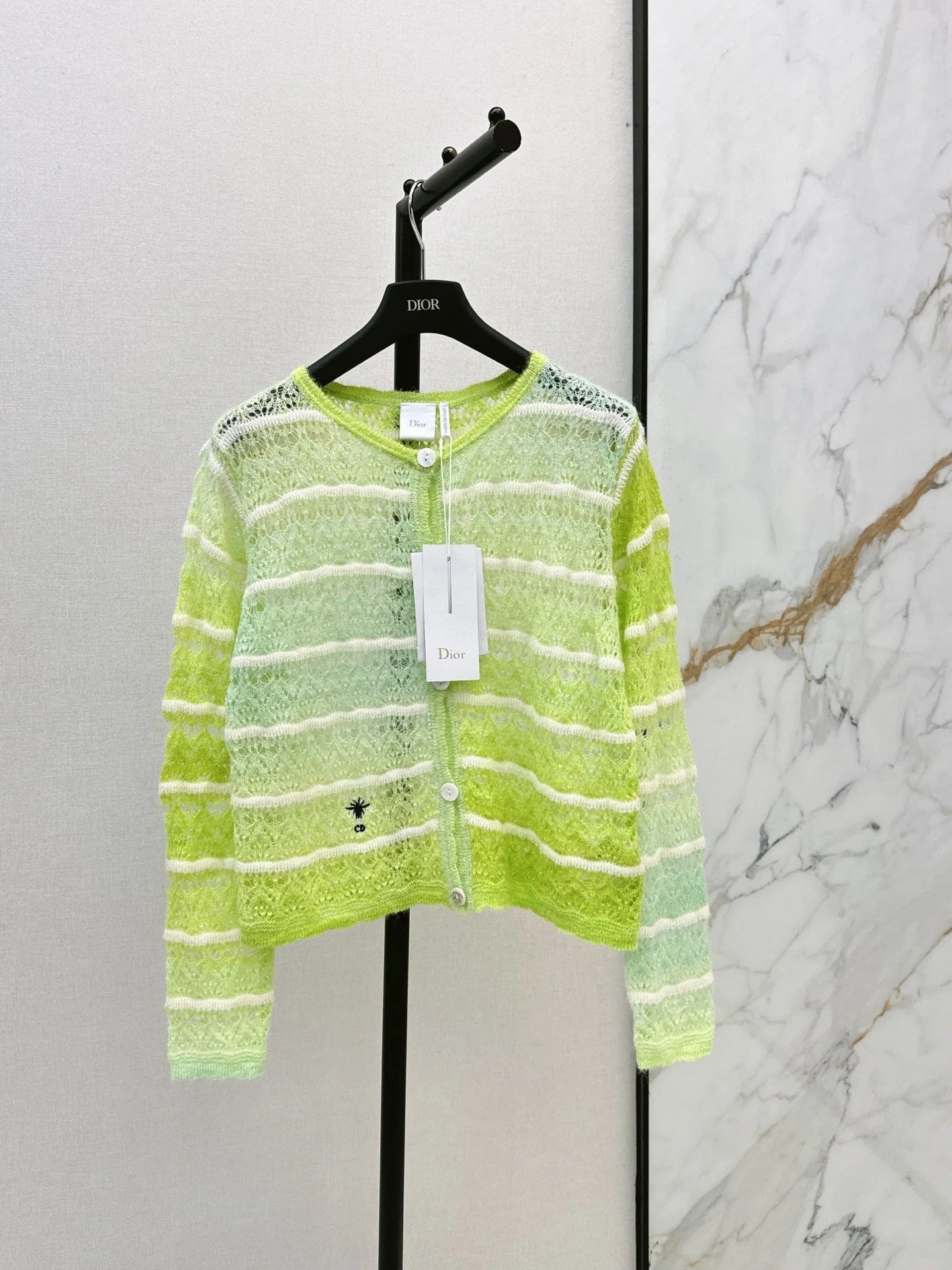 Dior 2026 Striped Crew Neck Knit Cardigan Wool 787445