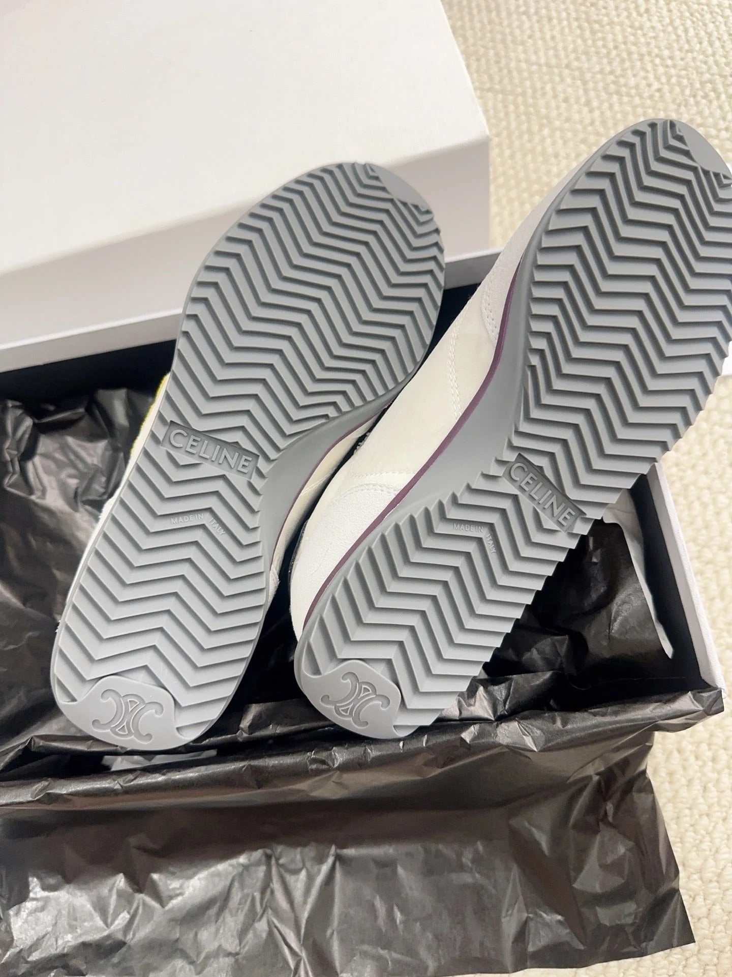 Celine 2026 Racer Sneakers Gray White Suede Fabric 103346