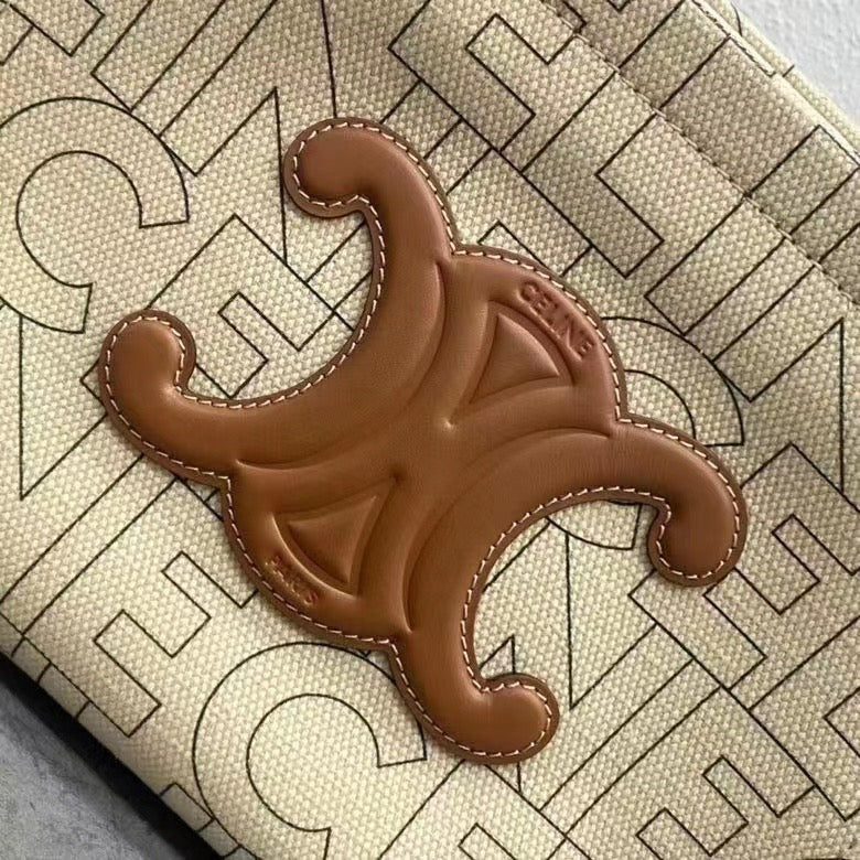 Celine 2026 Cabas Thais Triomphe Printed Tote Bag 26cm Canvas Calfskin 283600