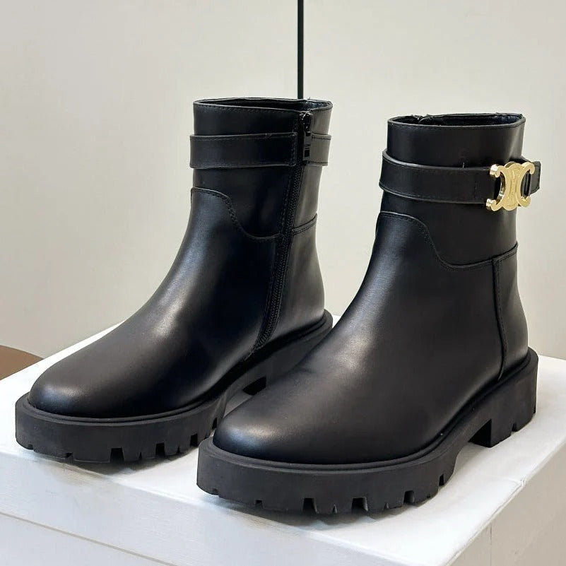 Celine 2026 Buckle Platform Boots Calfskin 986387