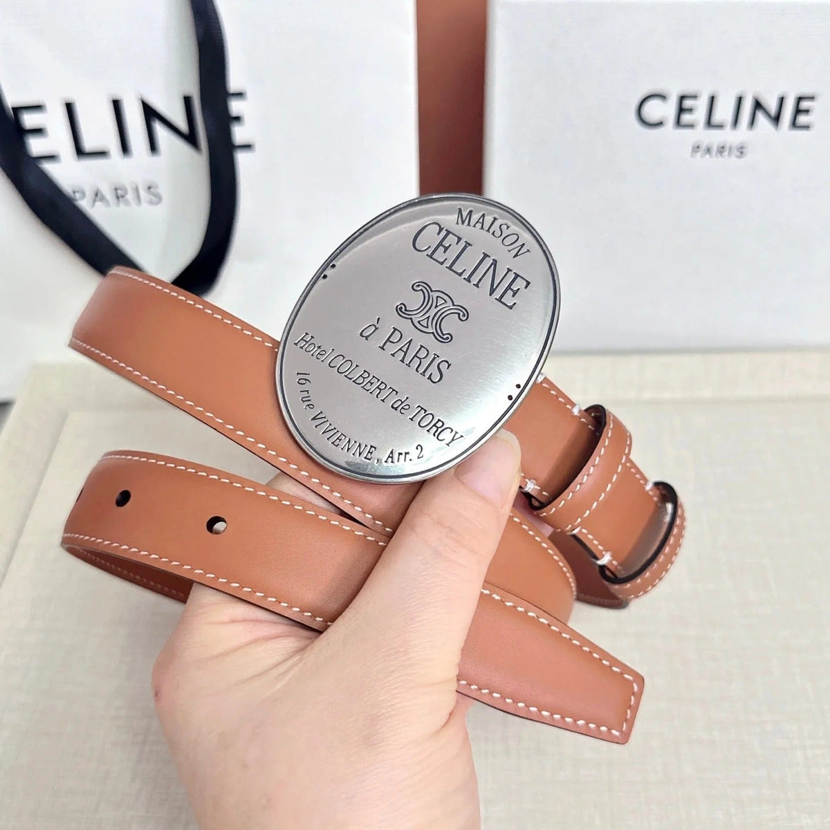 Celine 2026 Maison Paris Belt 25mm Leather 205170