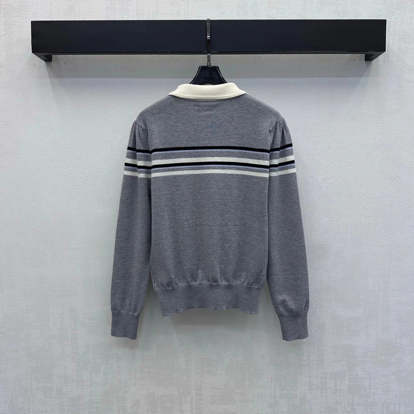 Miumiu 2026 Striped Long-Sleeve Knit Top with Peter Pan Collar Wool 418720