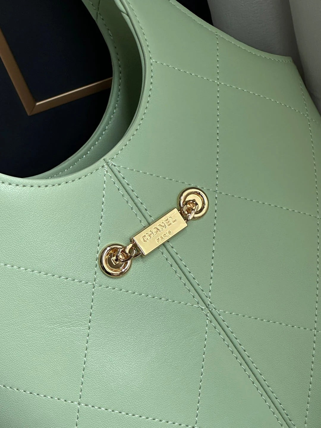 Chanel 2026 Basket Hobo Bag 27.5cm Green Calfskin