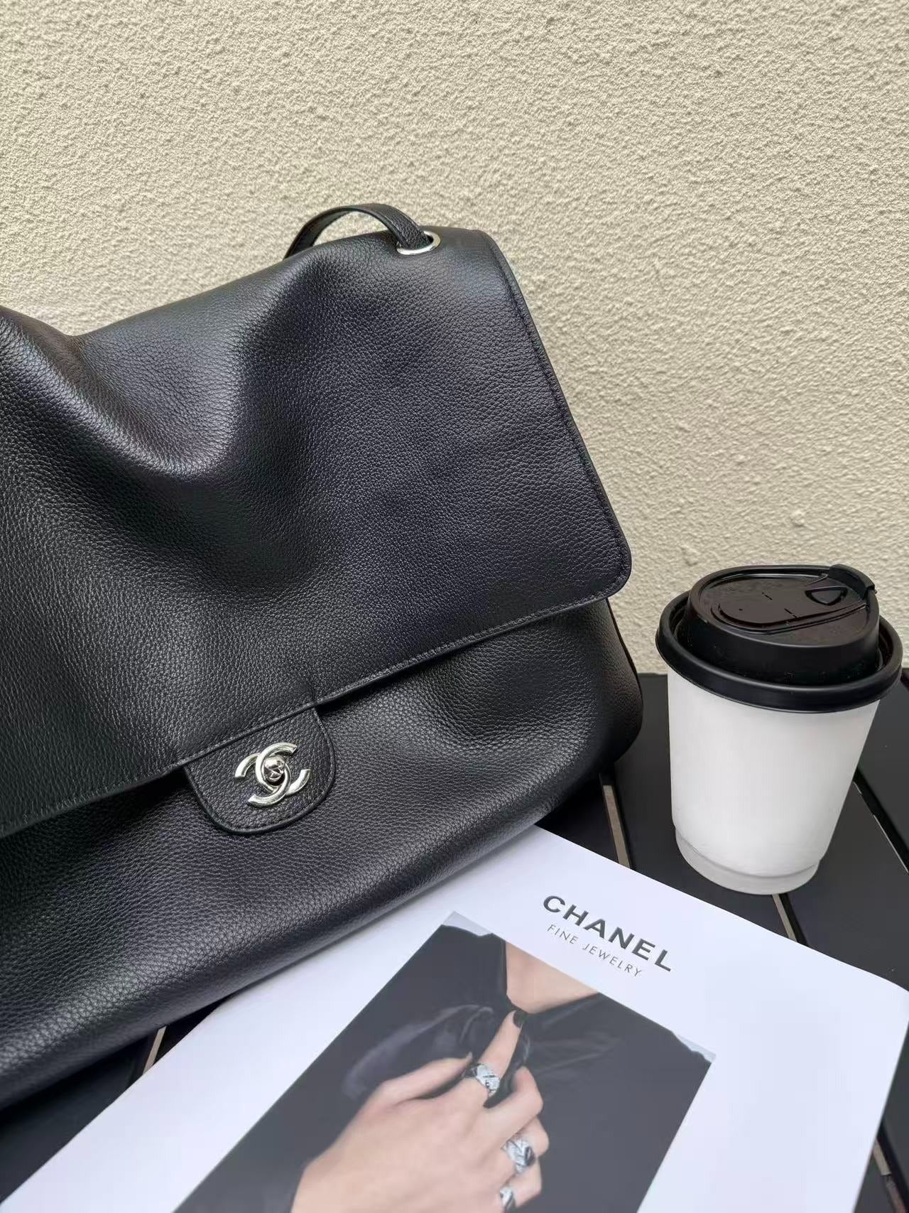 Chanel 2026 Maxi Flap Bag 38.5cm Black Calfskin
