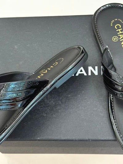 Chanel 2026 Flip-slop Sandal Black Lambskin