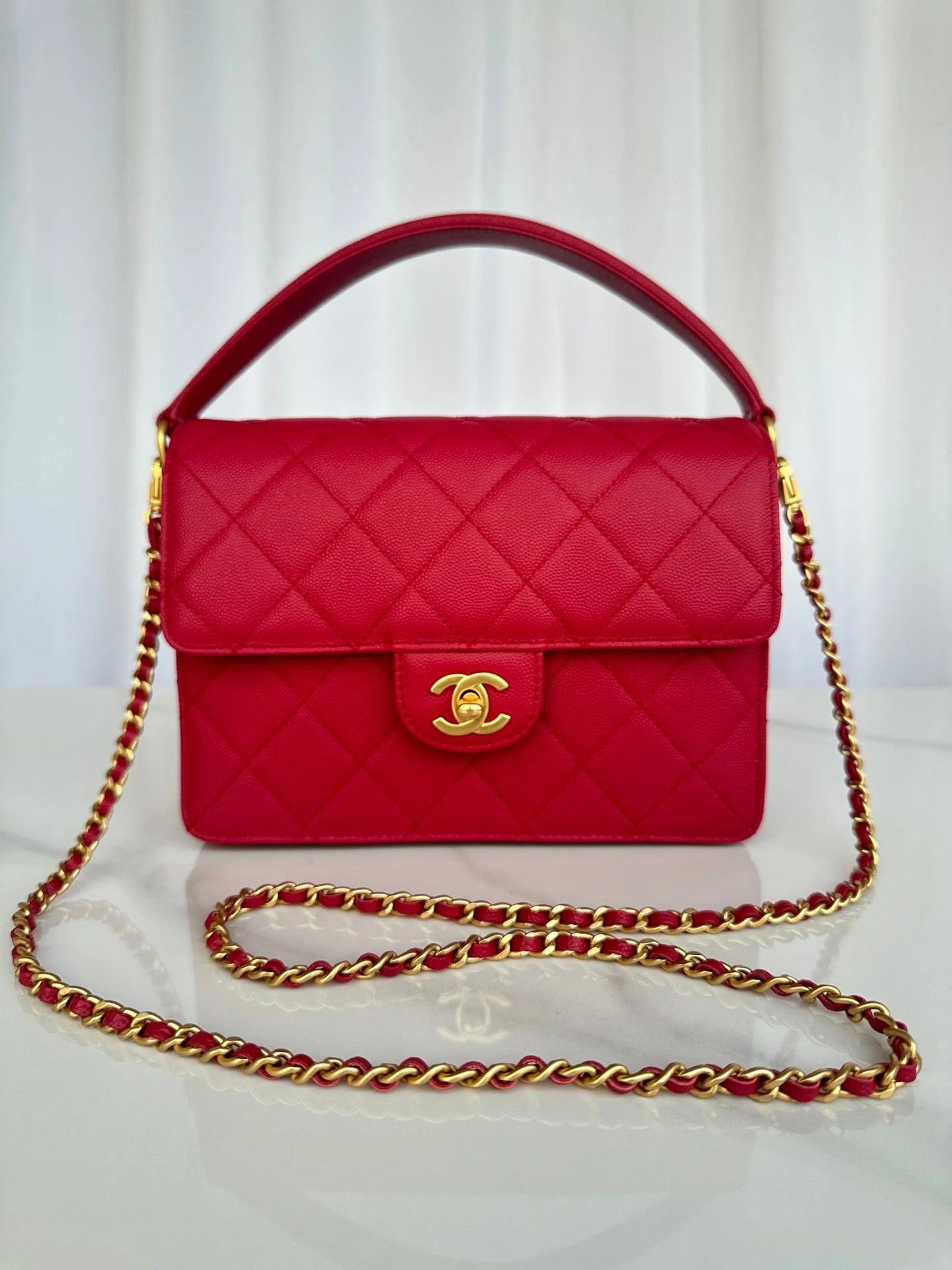 Chanel 2026 Flap Bag with Top Handle Gum-grain Cowhide