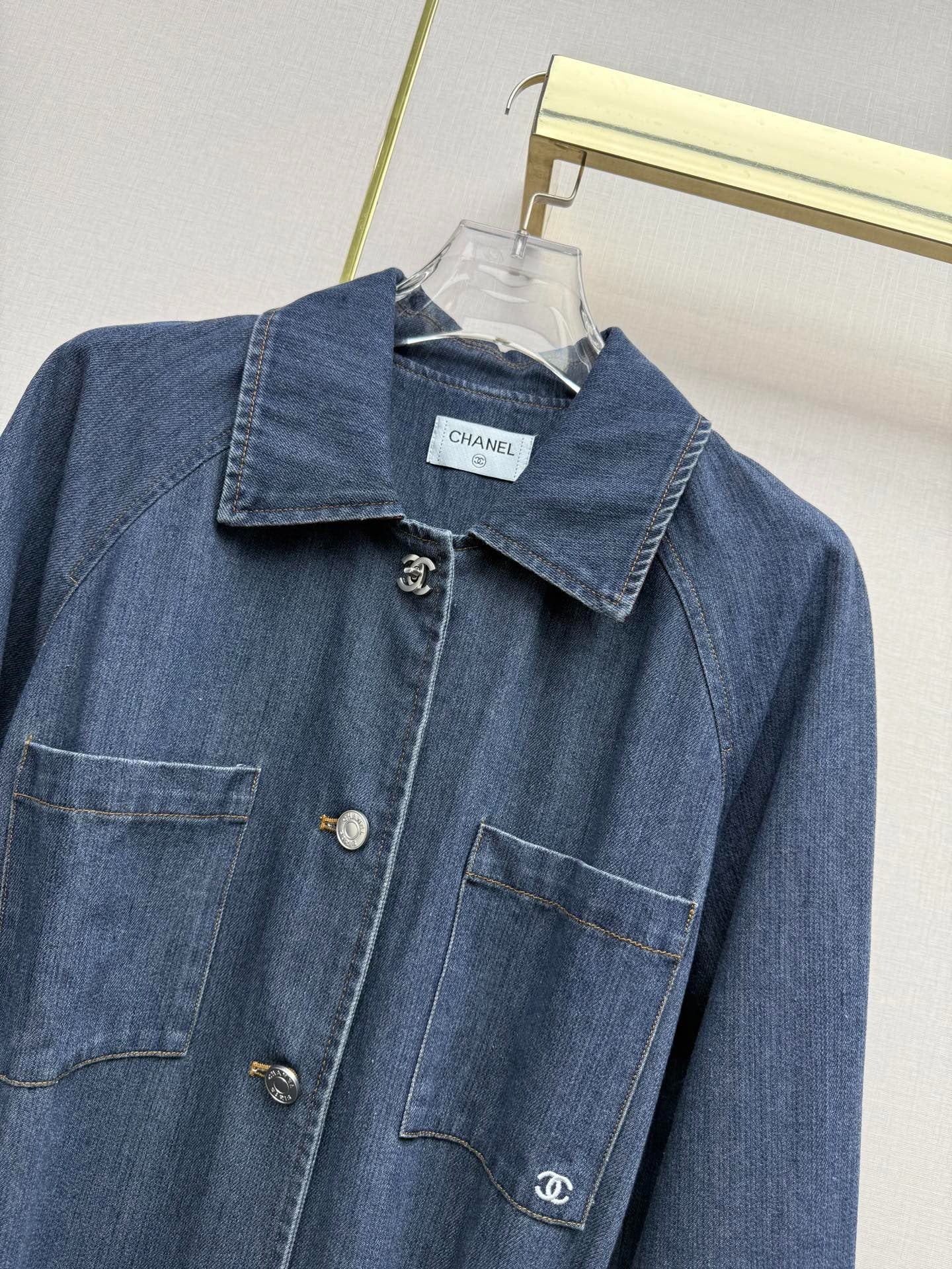 Chanel 2026 Denim Long Coat Blue Cotton 771515