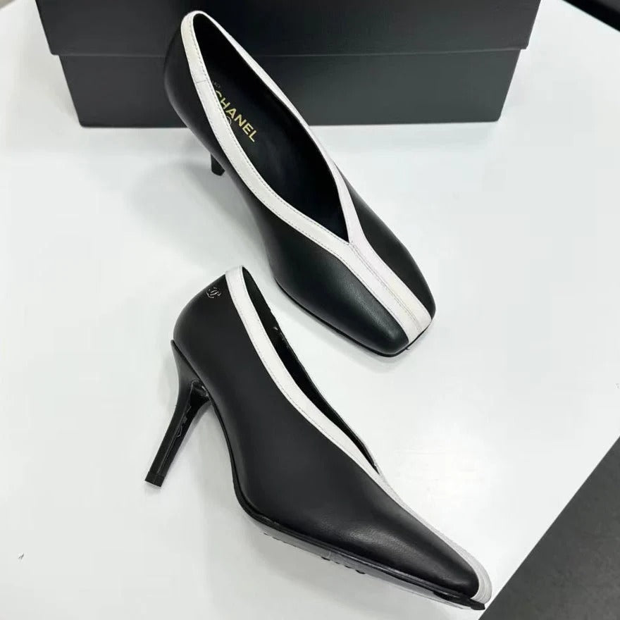 Chanel 2026 Pump 95mm Black White Lambskin