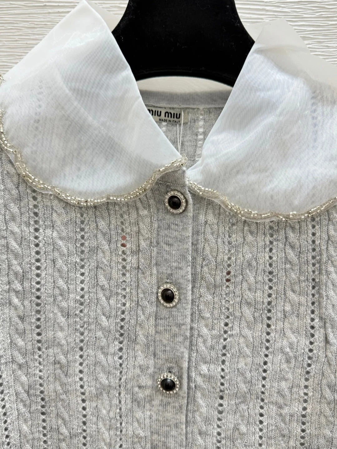 Miumiu 2026 Beaded Collar Knit Cardigan Wool 794264