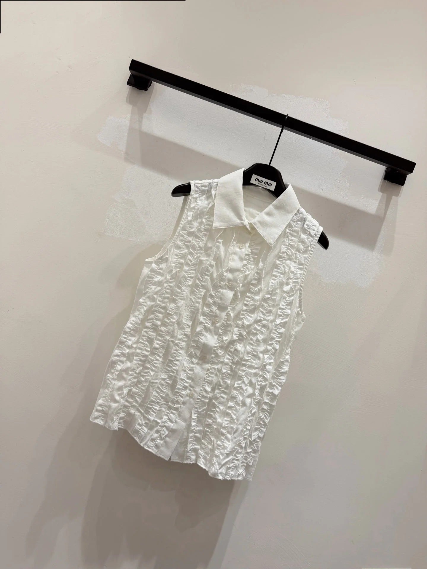 Miumiu 2026 Ruffled Vest White Cotton