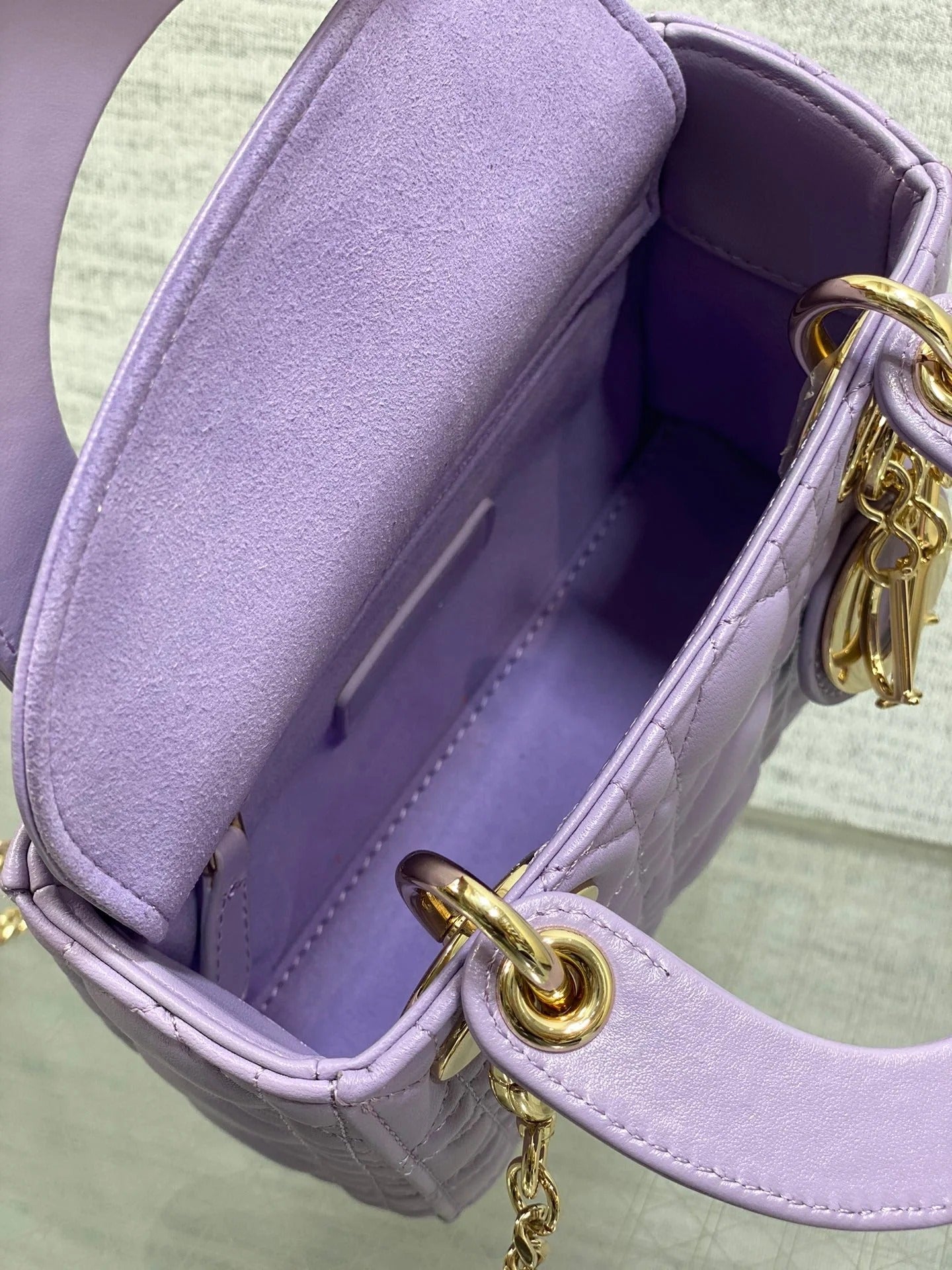 Dior 2026 Mini Lady Dior Bag Purple Lambskin 247396