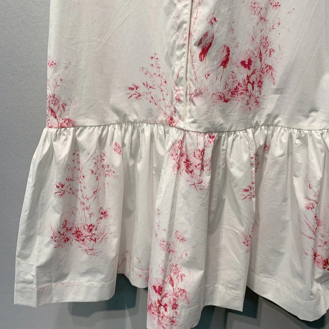 Dior 2026 Painting Floral Sleeveless Dress White Pink Cotton 627252