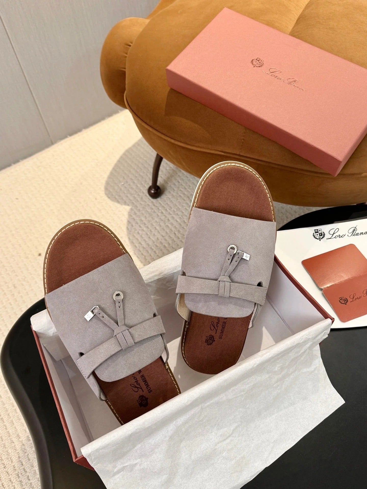 Loro Piana 2026 Summer Walk Slide Sandal Suede Cowhide 903949