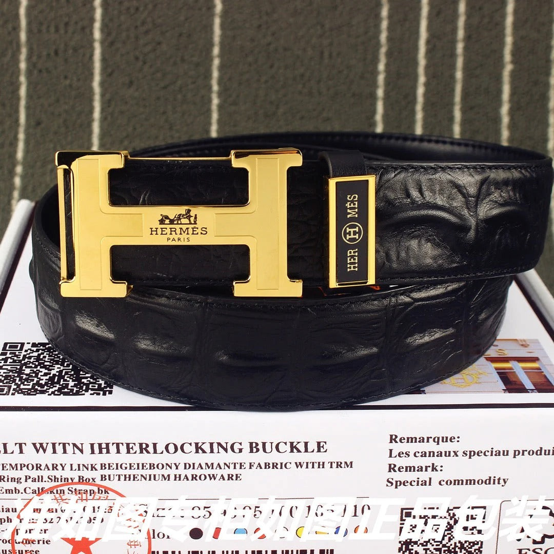 HM Original Belt 38mm Black Epsom Gold Buckle 620266