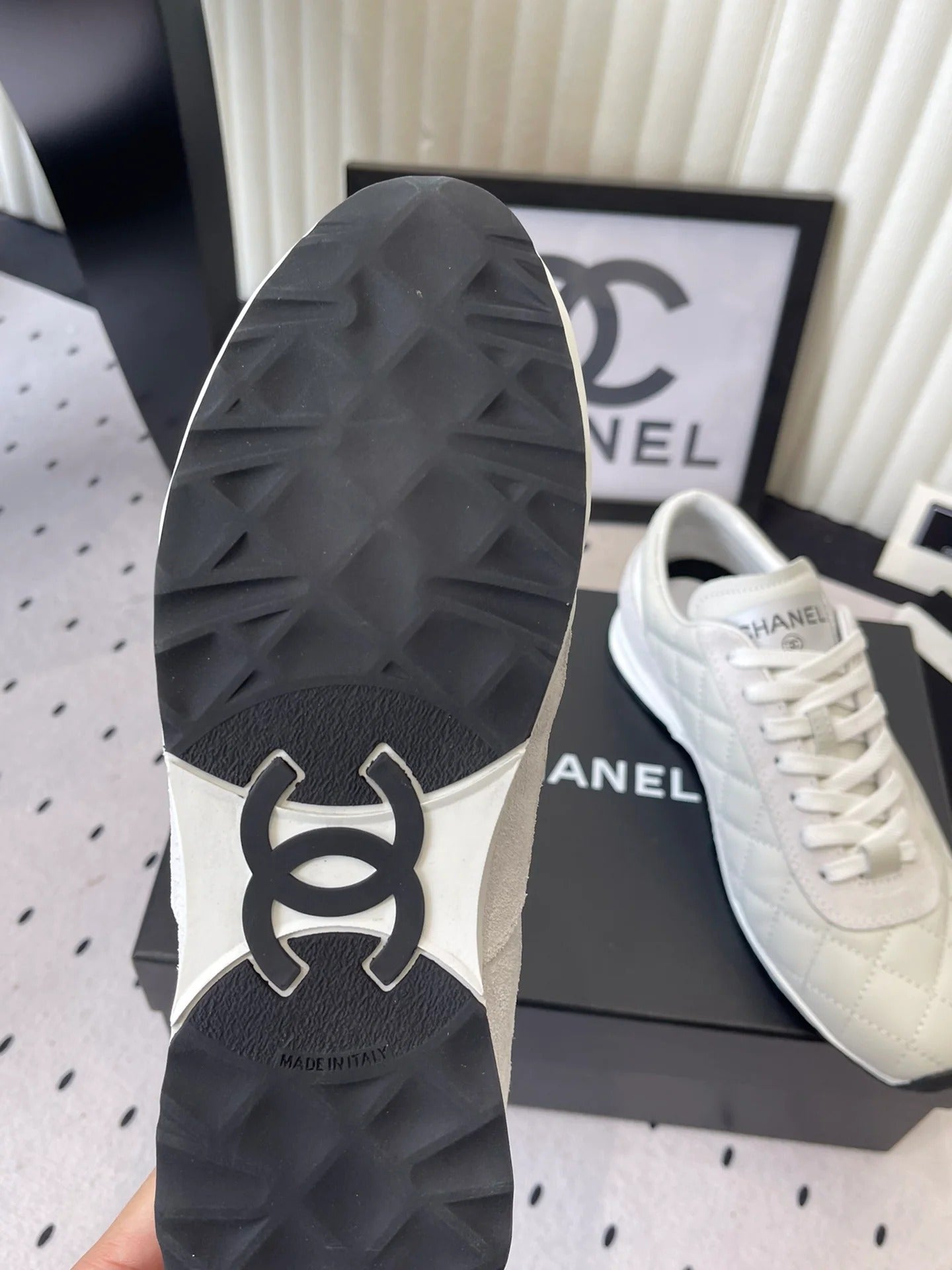 Chanel 2025 Quilted Sneaker White Suede Lambskin 554520
