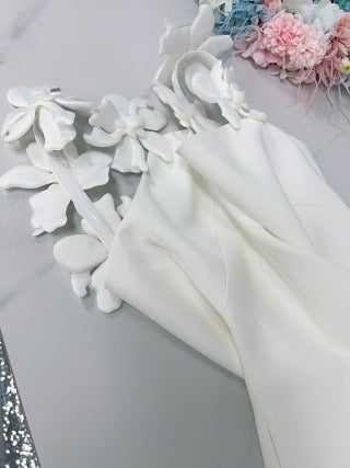 Valentino Embroidered Crepe Mini Dress White 406129