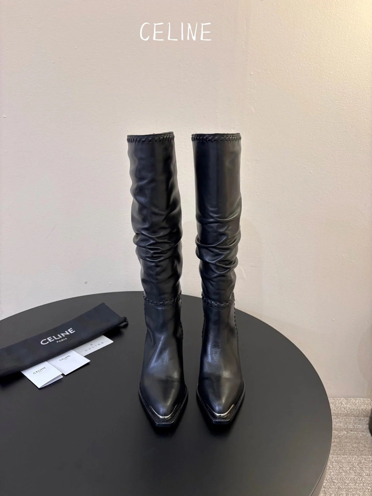 Celine 2026 Western Metallic Toe Ankle Boots 50mm Suede Leather 104866