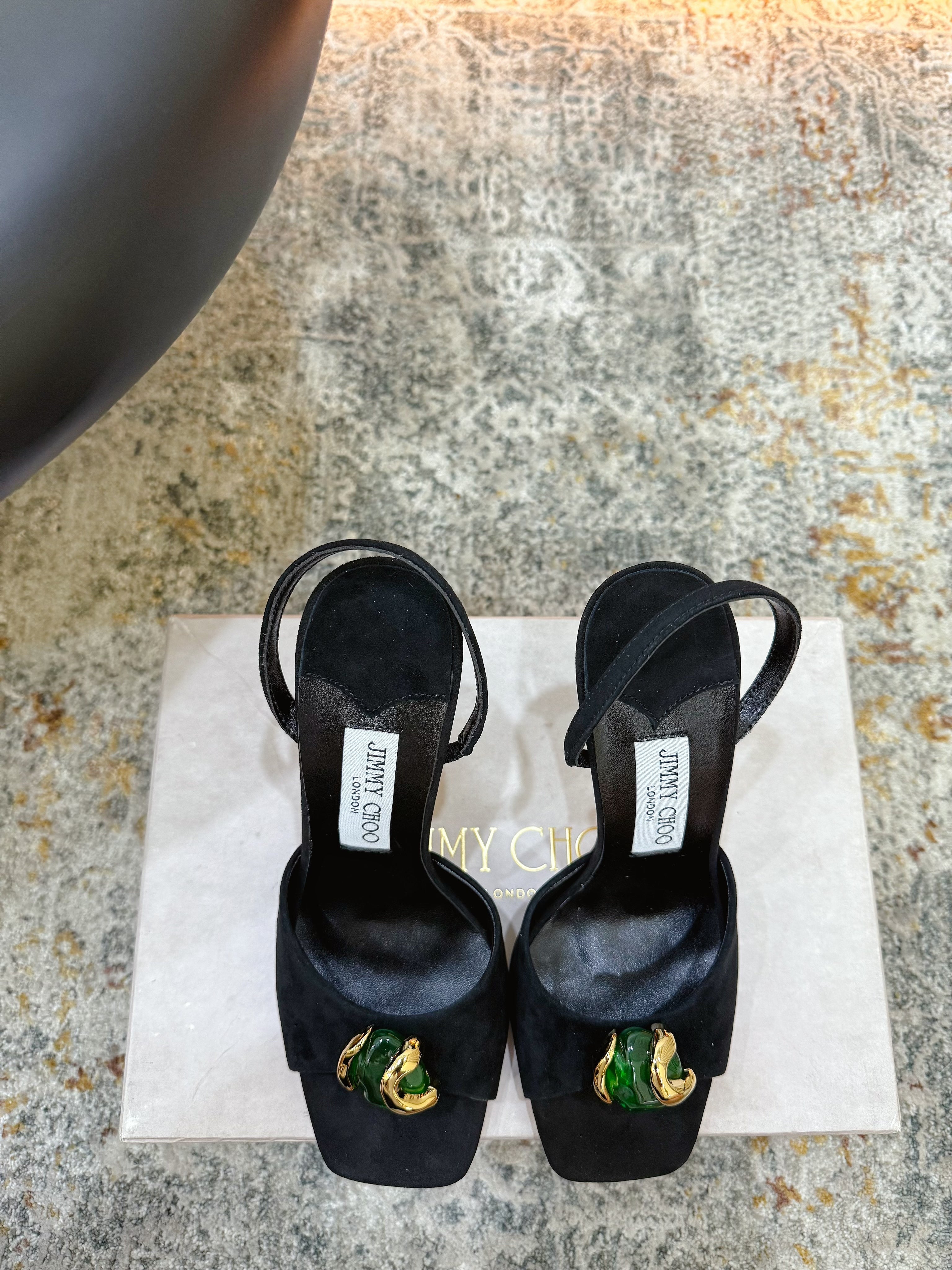 JC 26s Emani 100 Sandals 10cm Black Clover Suede 996788