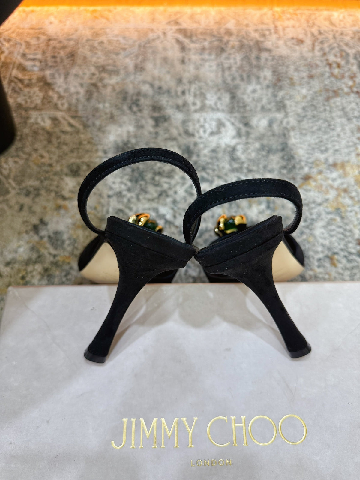 JC 26s Emani 100 Sandals 10cm Black Clover Suede 996788