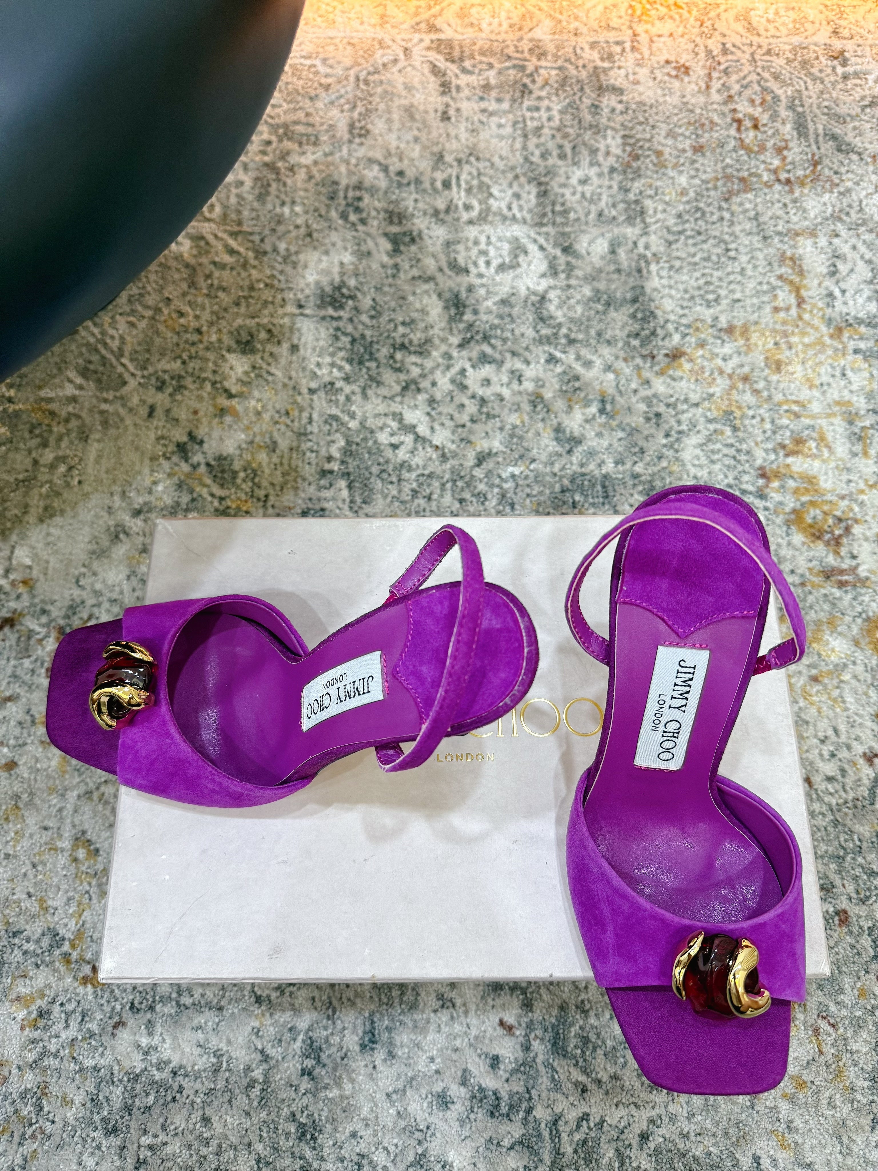 JC 26s Emani 100 Sandals 10cm Violet Orchid Suede