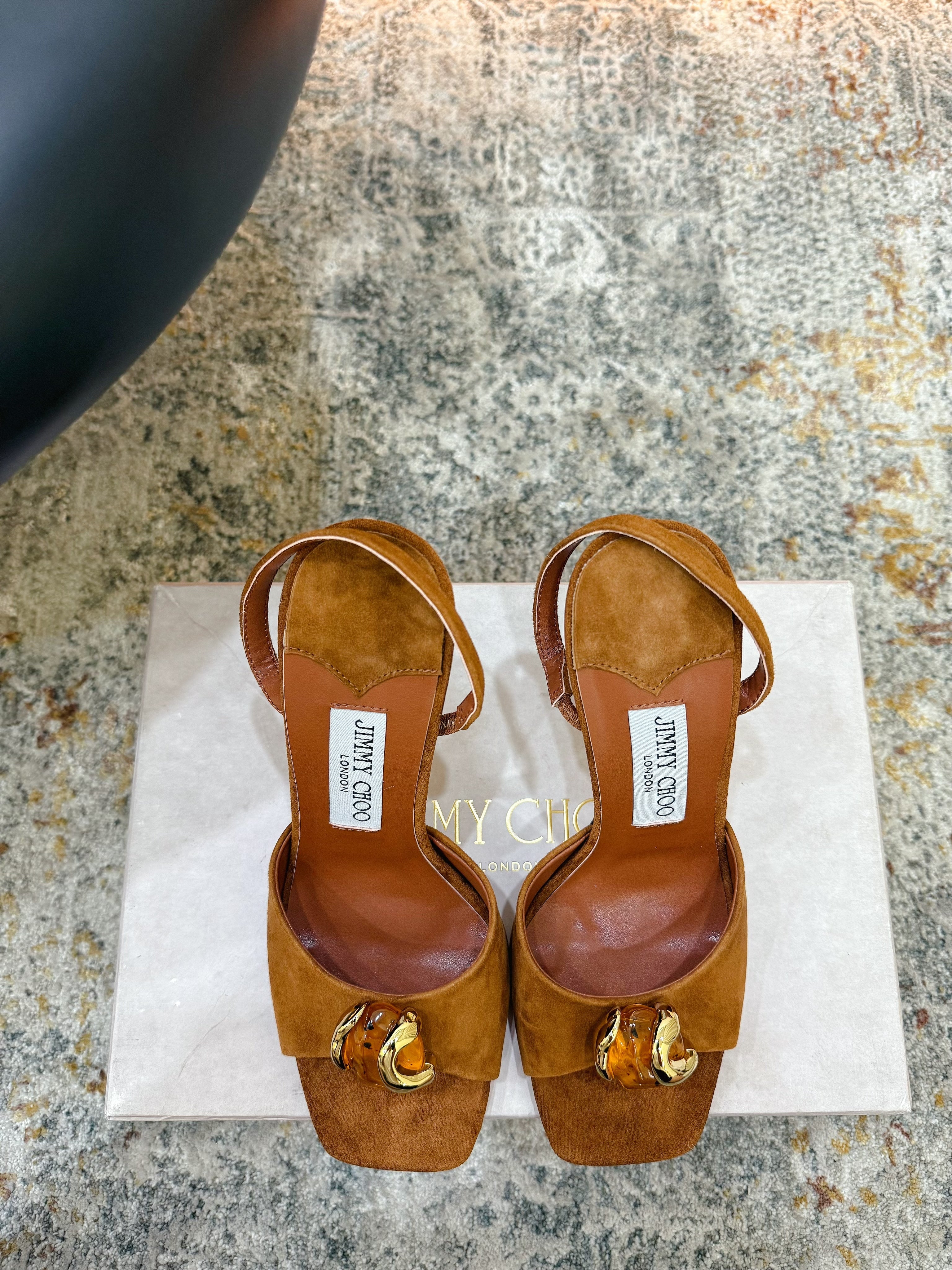 JC 26s Emani 100 Sandals 10cm Tan Suede 996790