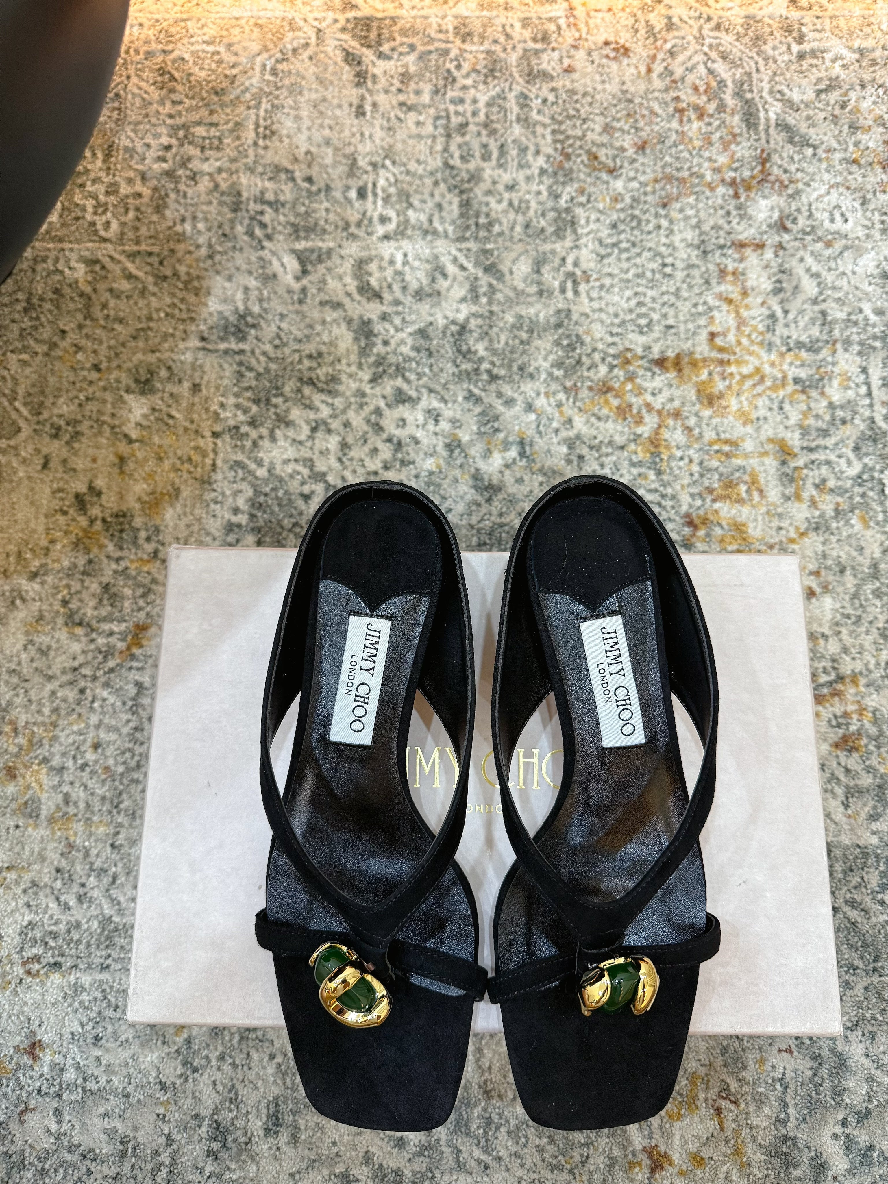 JC 26s Emani Mule 45 Sandals 4cm Black Suede