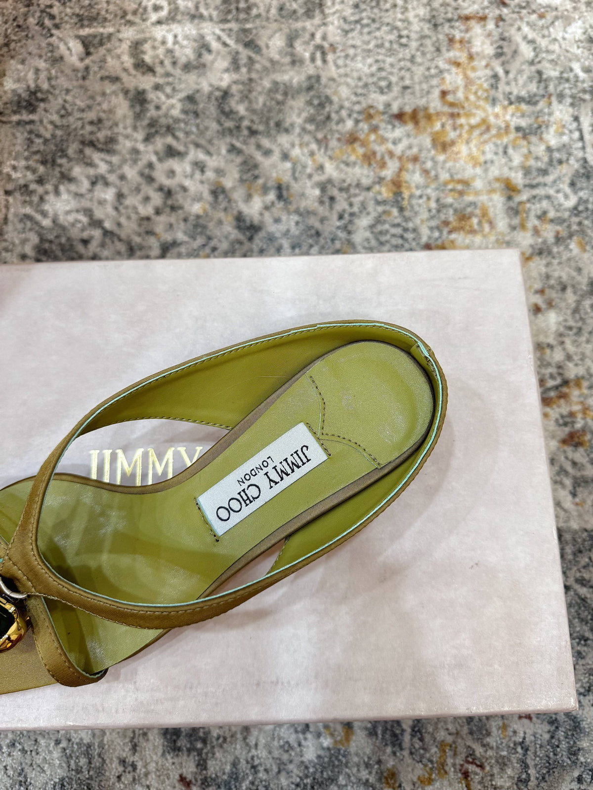 JC 26s Emani Mule 45 Sandals 4cm Olive Green Satin 996745