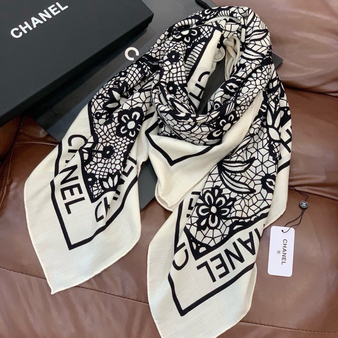 Chanel 26s Scarf 140 In Cashmere Silk 306134
