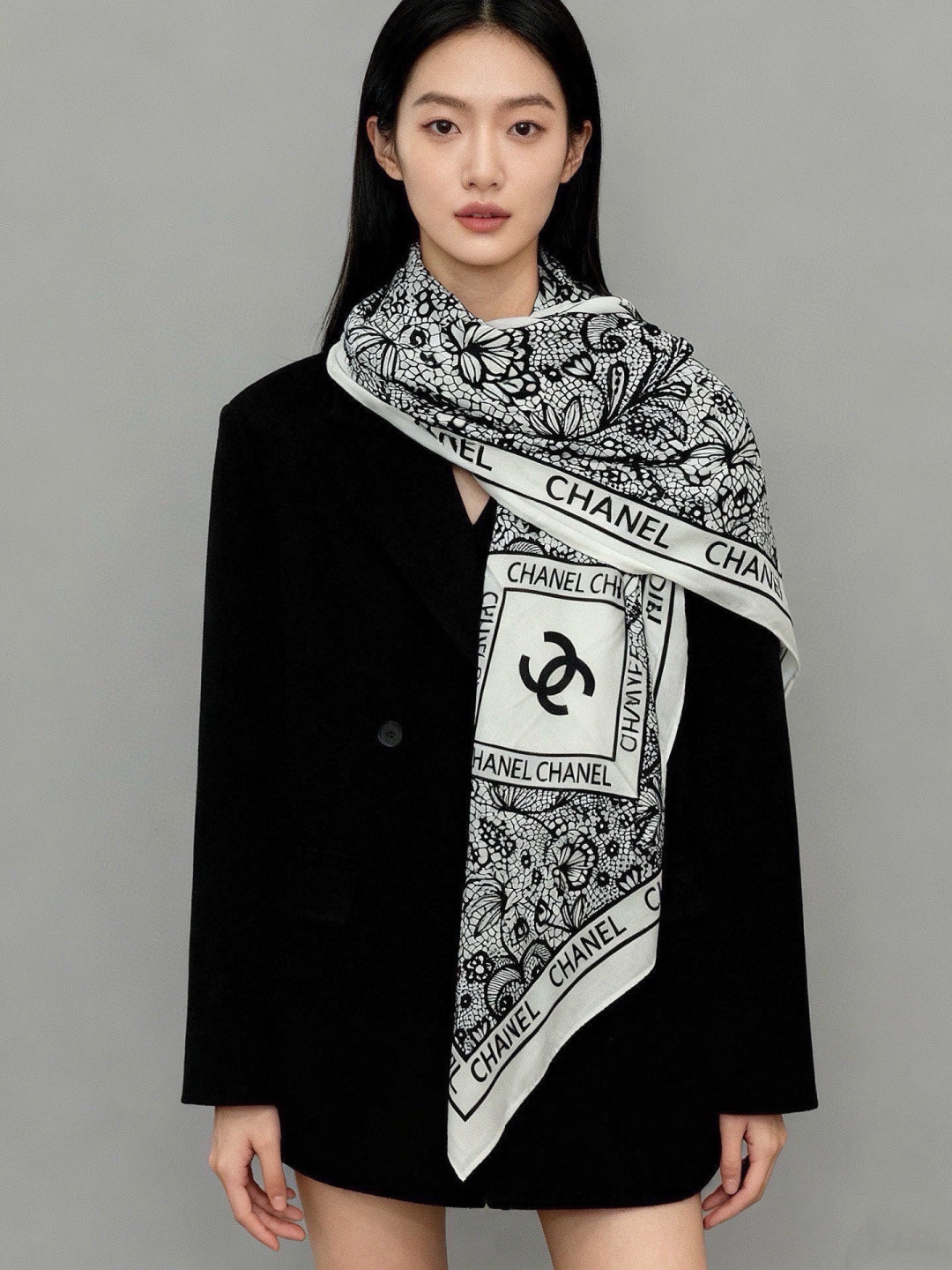 Chanel 26s Scarf 140 In Cashmere Silk 306134