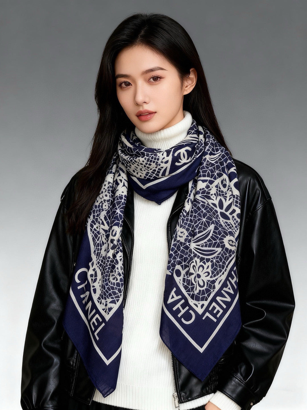 Chanel 26s Scarf 140 In Cashmere Silk 306138