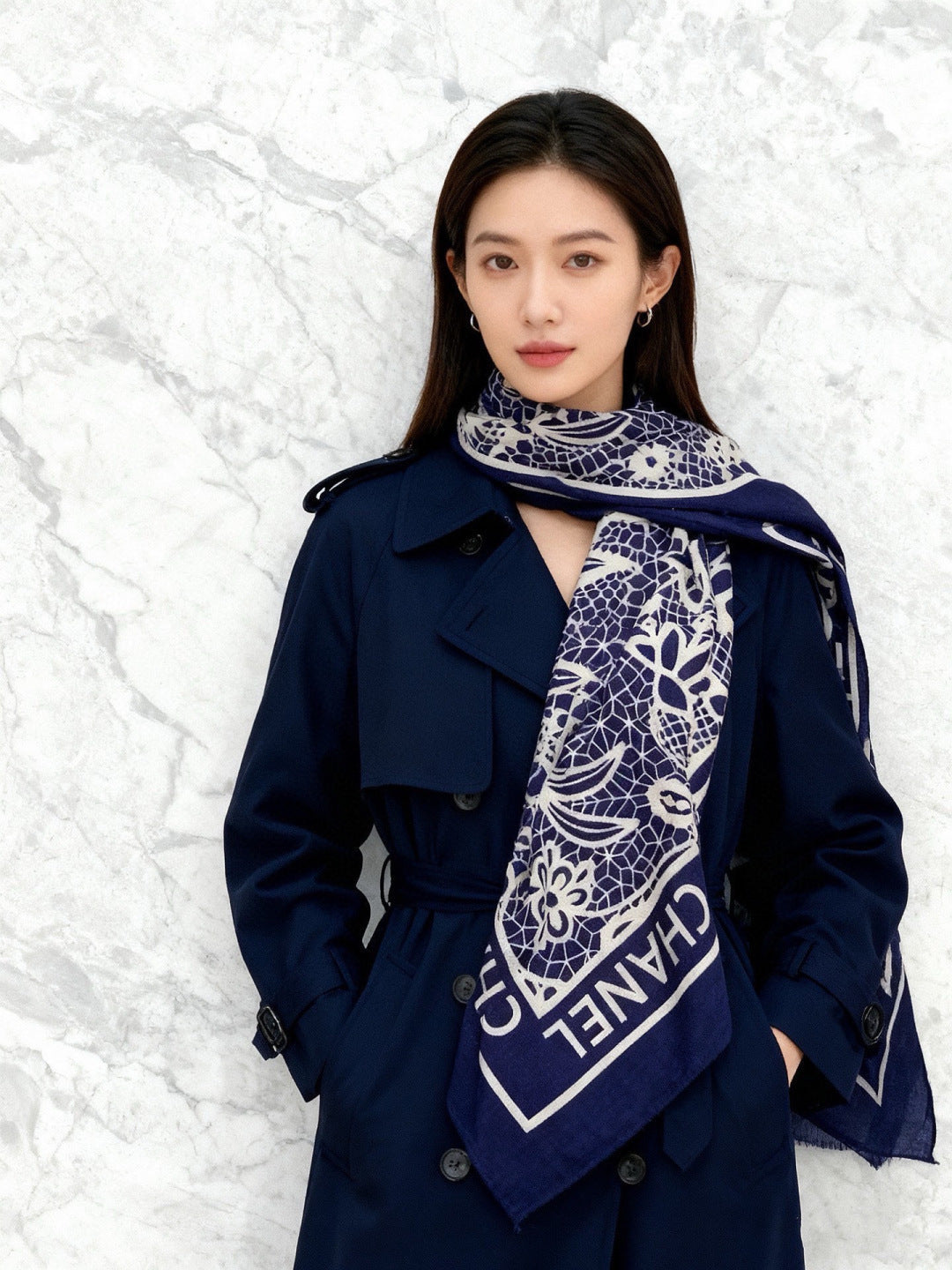 Chanel 26s Scarf 140 In Cashmere Silk 306138