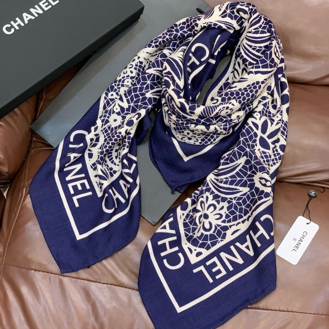 Chanel 26s Scarf 135 In Cashmere And Silk 306138
