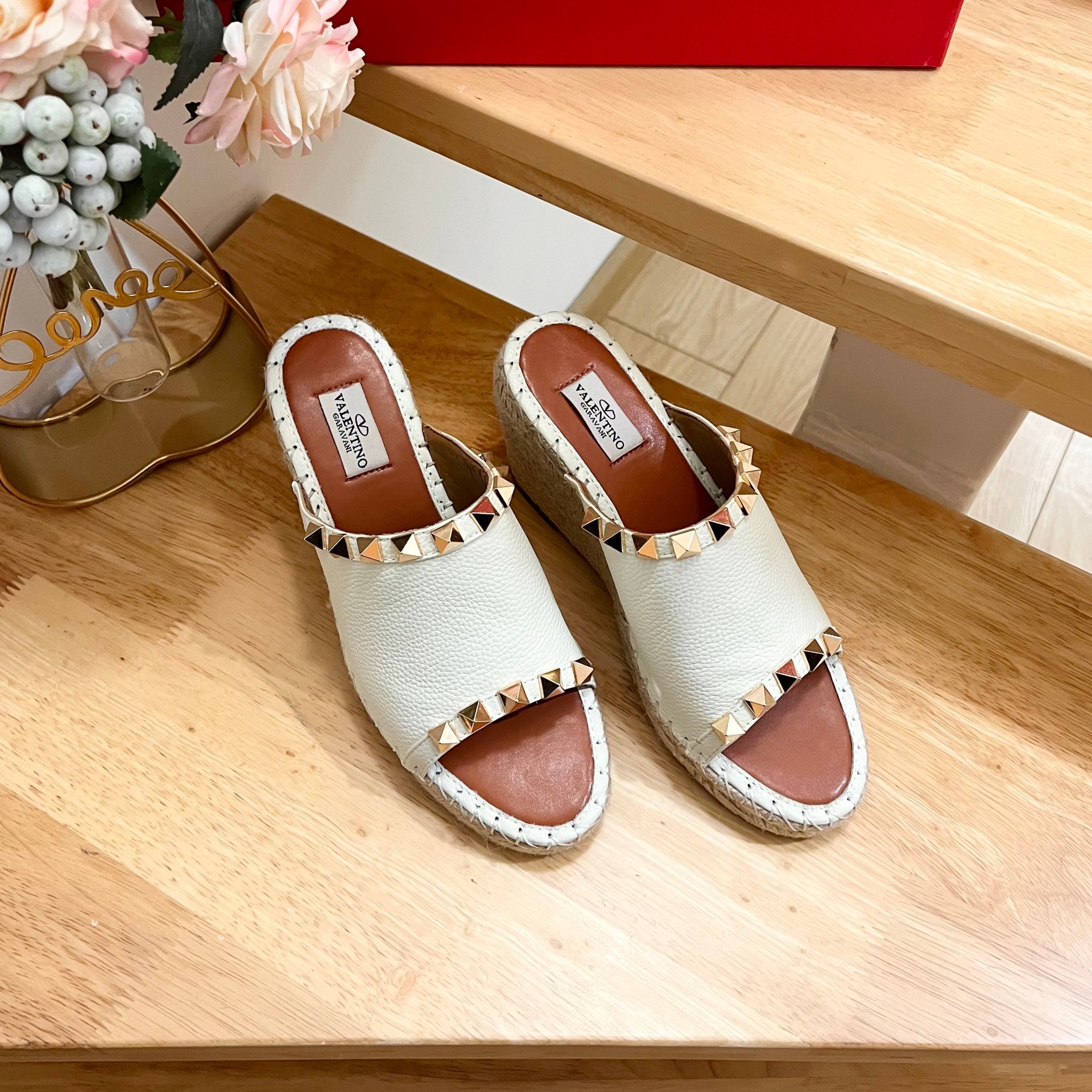 Valentino Mule Wedge White Leather 240594