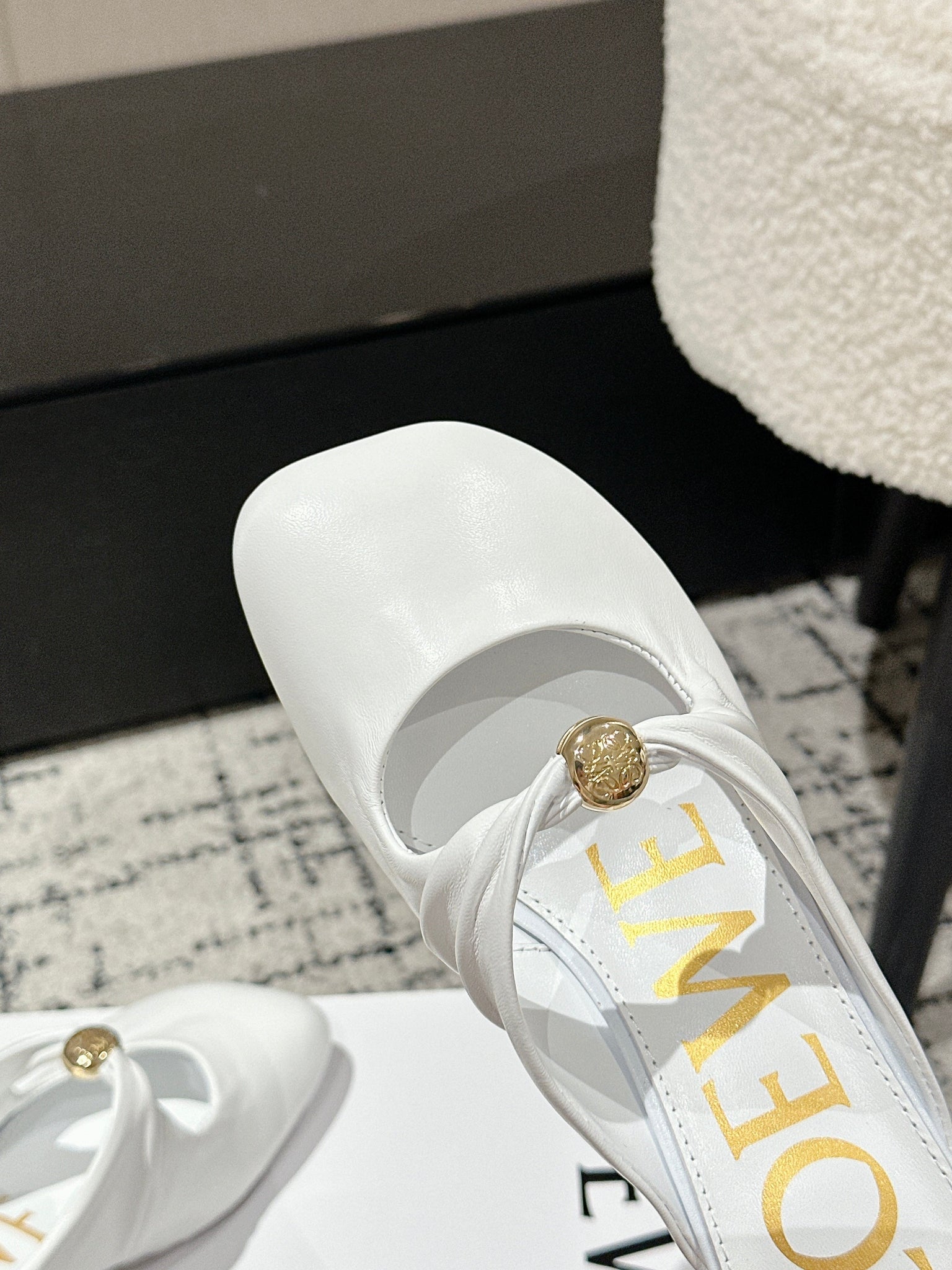 Chloé 26S High-Heeled Mules in White Calfskin