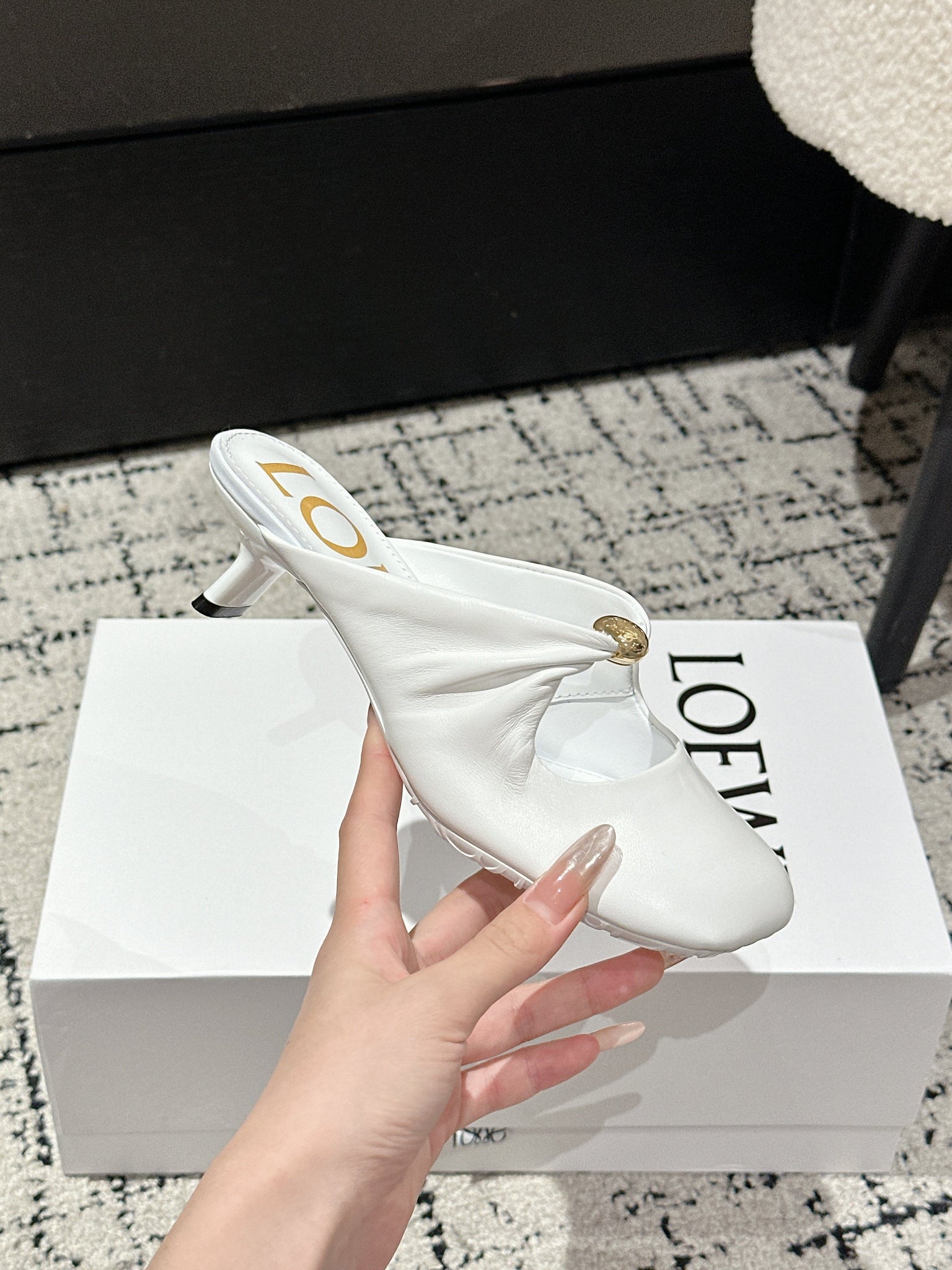 Chloé 26S High-Heeled Mules in White Calfskin