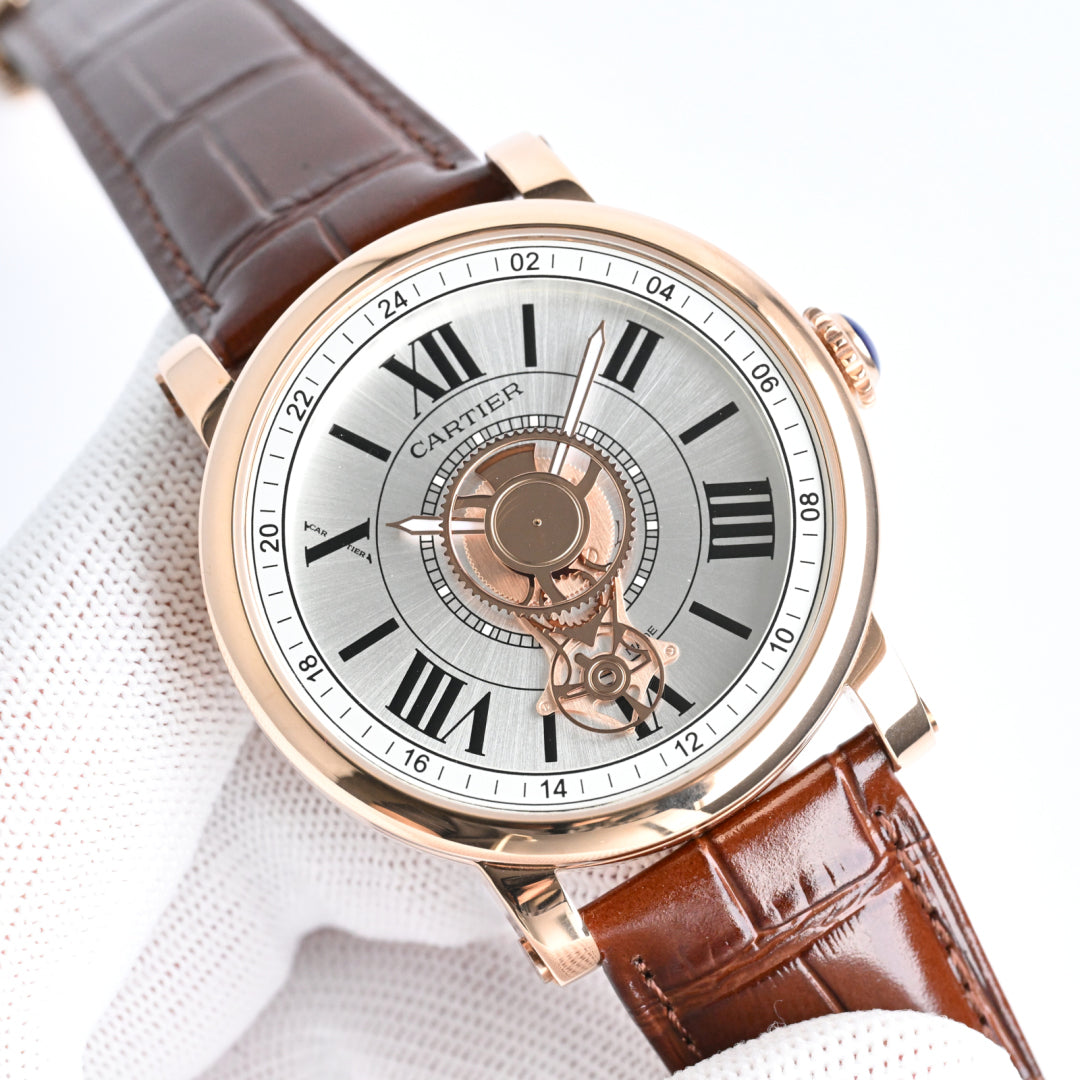 Cartier Rotonde de 45mm Pink Gold Calfskin Belt