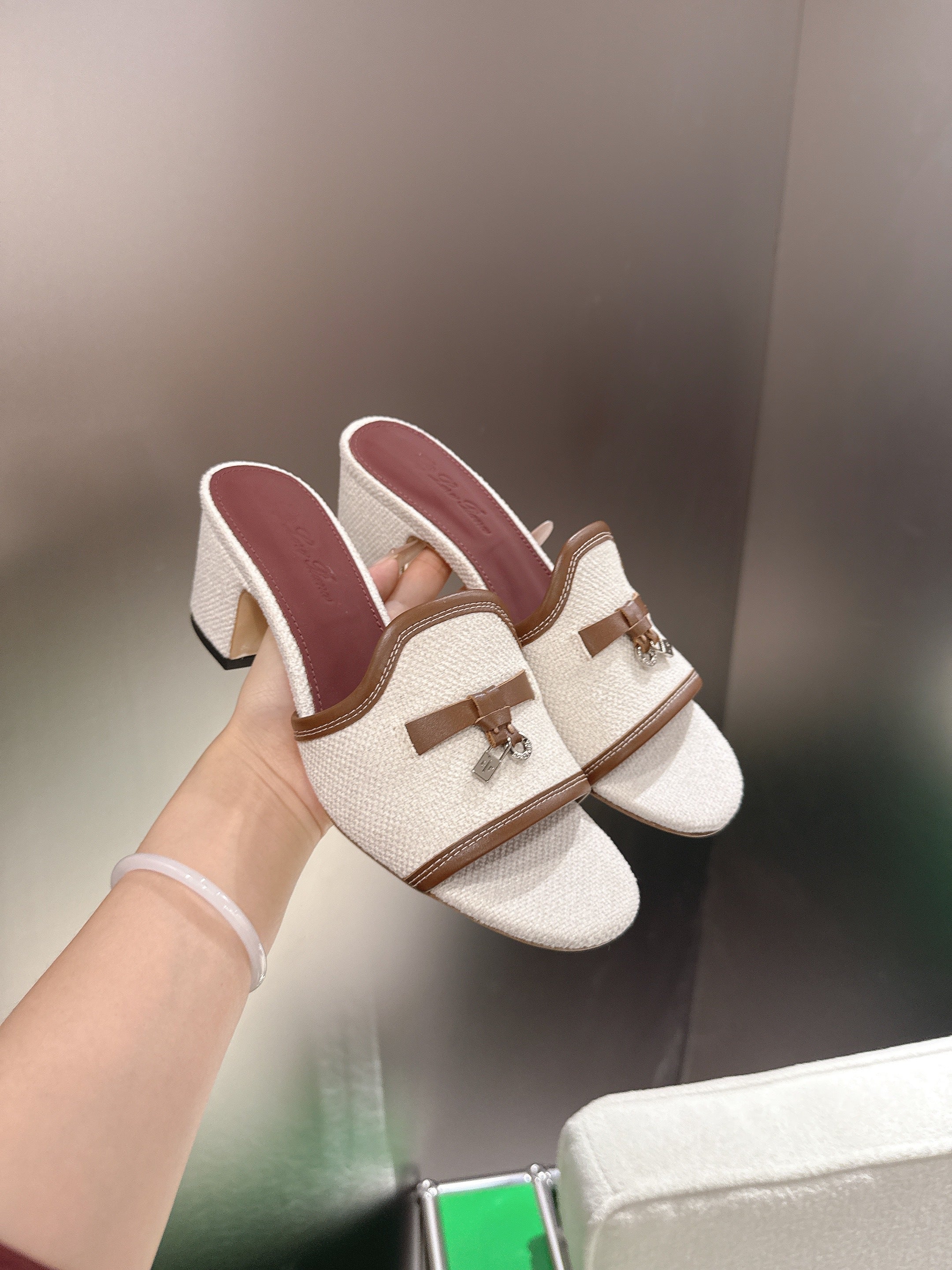 LP Summer Charm Mule 5.5cm Beige Sheep Fabric 632138