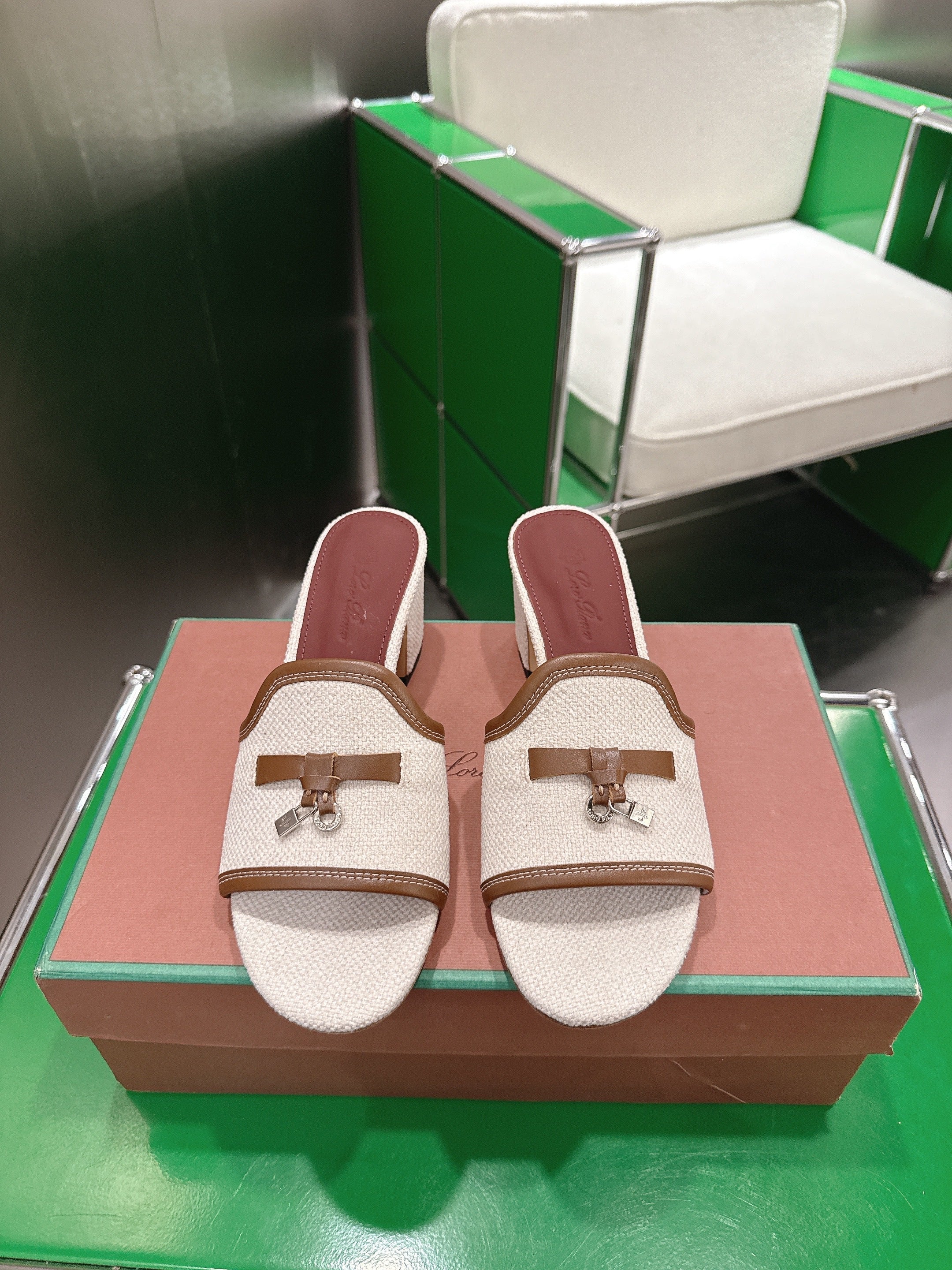 LP Summer Charm Mule 5.5cm Beige Sheep Fabric 632138