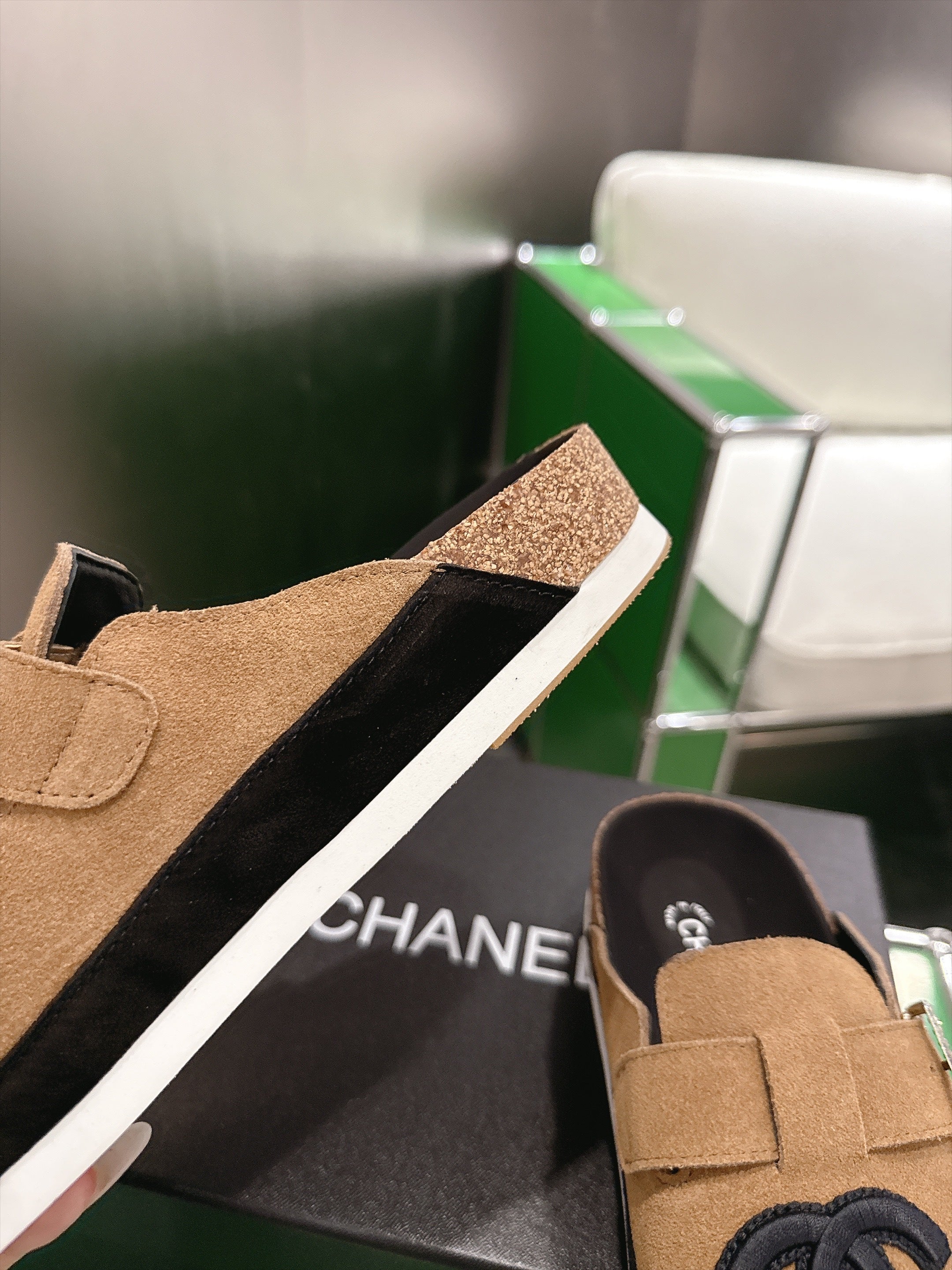 CC Logo Slip-On Mules Brown Suede 960362