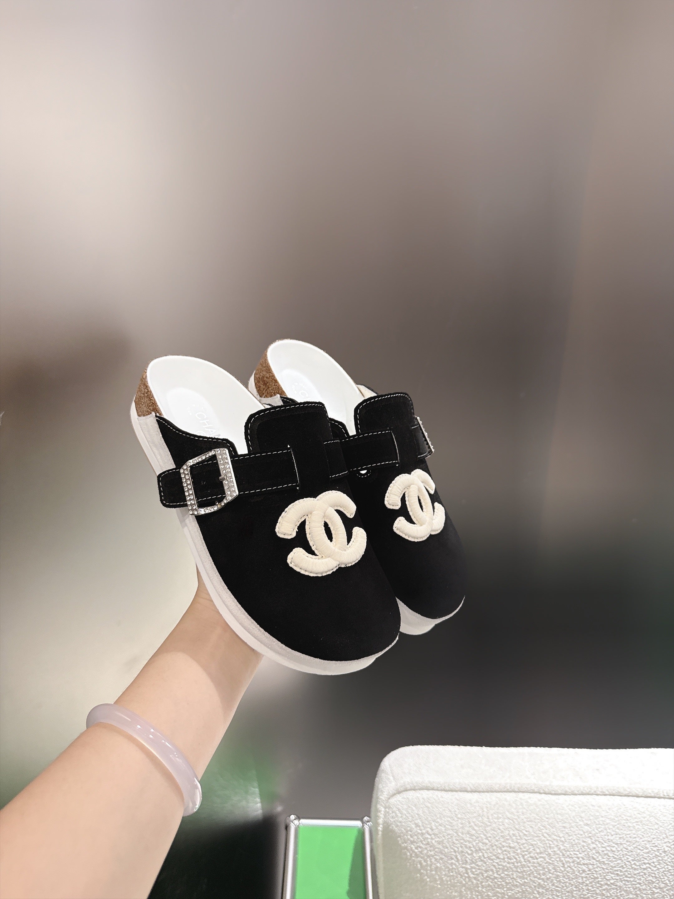 CC Logo Slip-On Mules Black Suede 960365