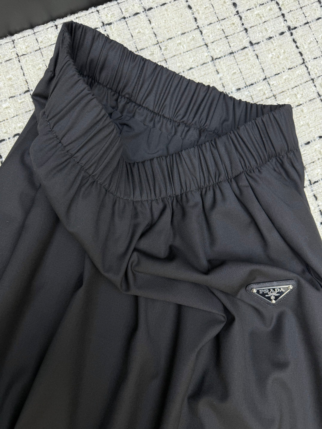 Prada 26S Black Wool Blend Pleated Midi Skirt 428102