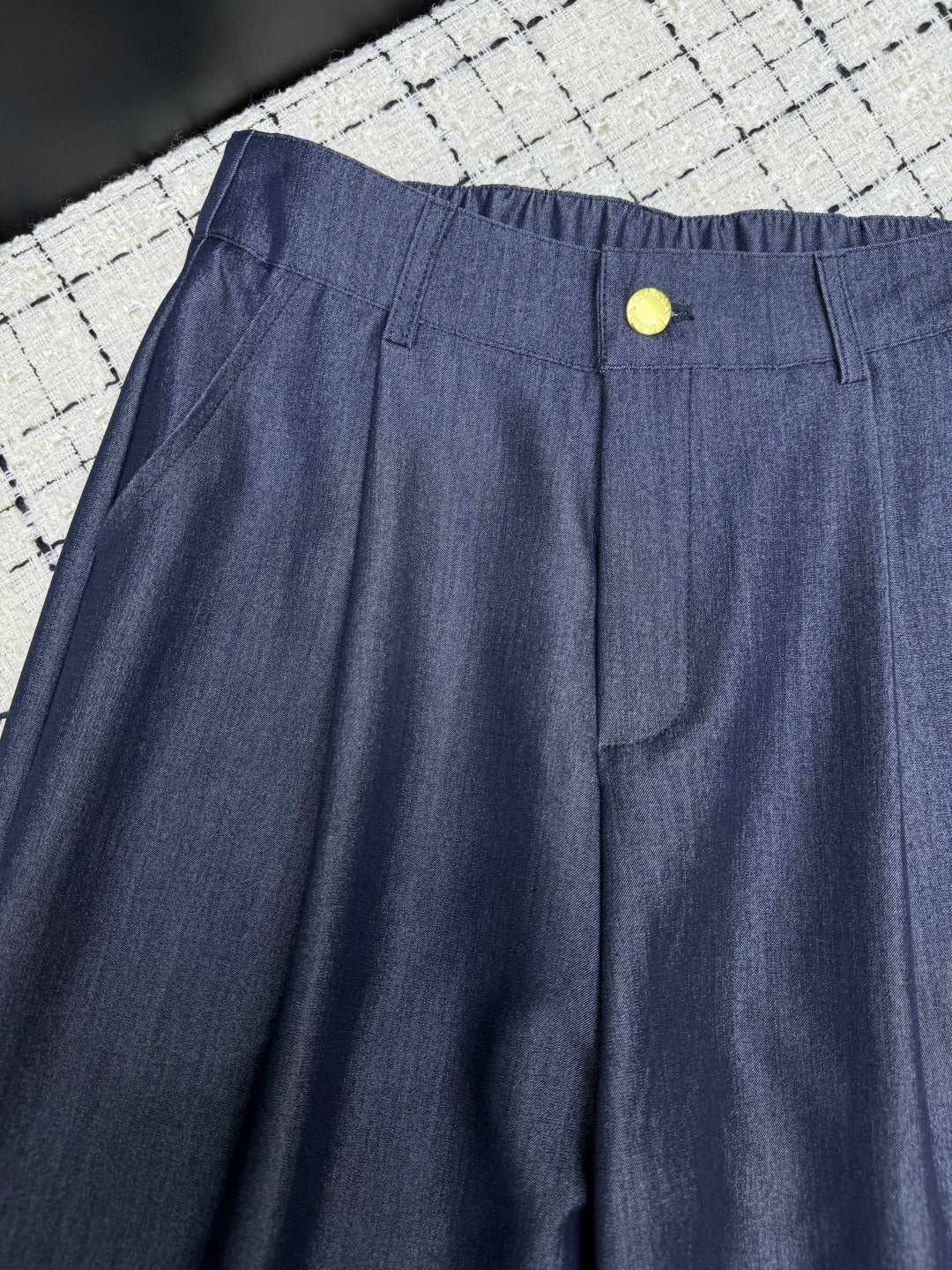 Prada 26S Indigo Denim Cotton Wide Leg Pants 428131