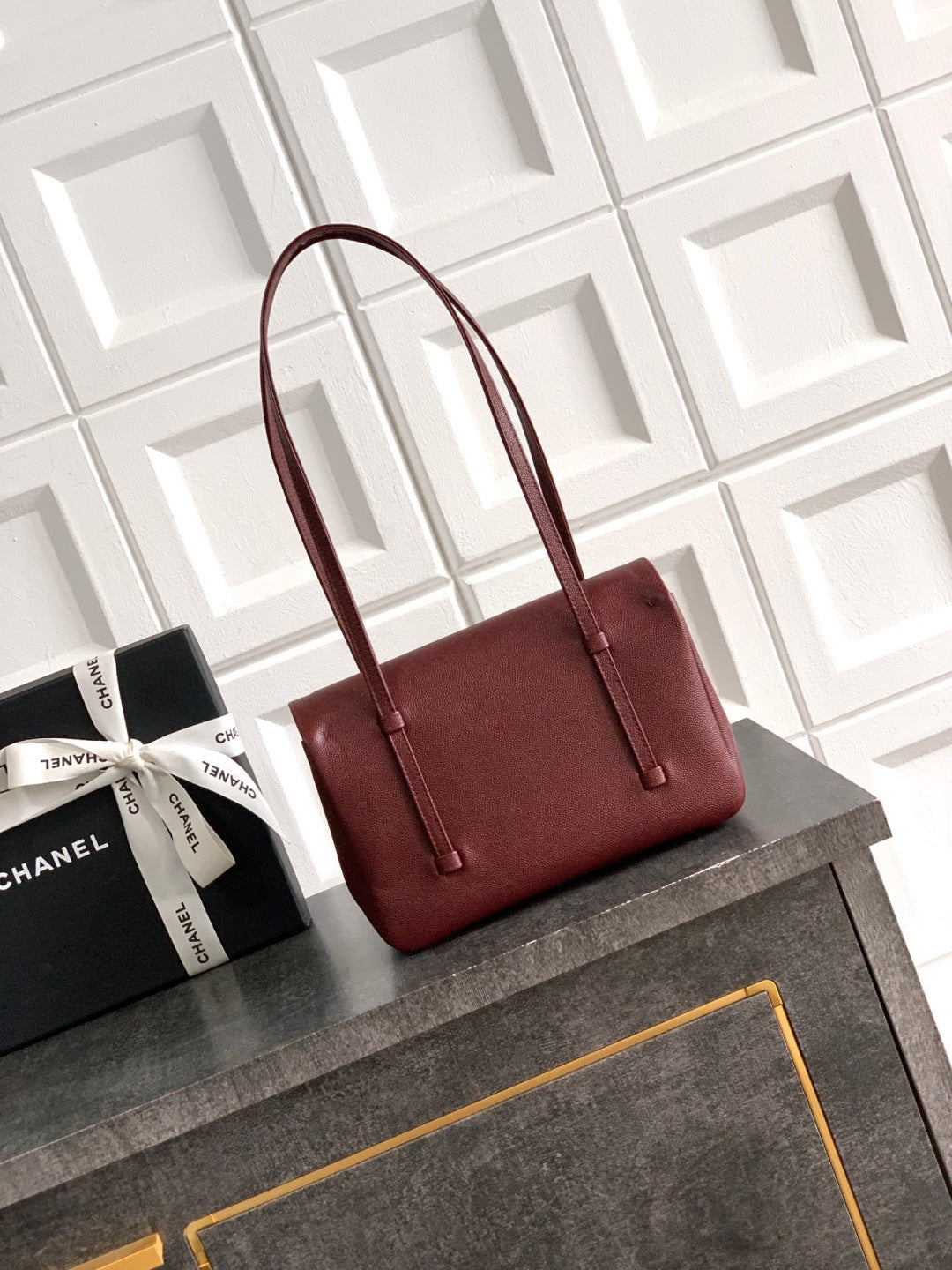 CC 26s Preppy Coco Bag 22cm Burugndy Caviar Leather GHW