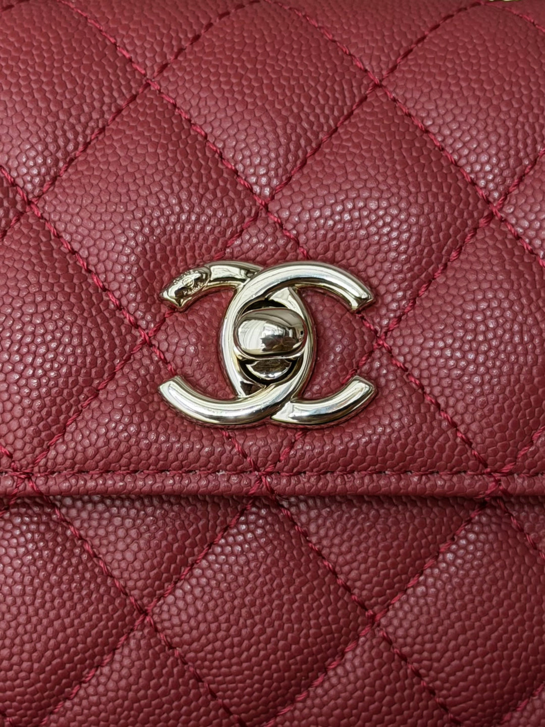 CC 26s Mini Flap Bag 14.5cm with Top Handle Burgundy Caviar Leather
