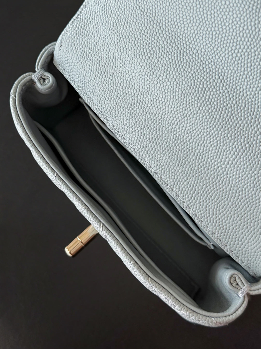 CC 26s Mini Flap Bag 14.5cm with Top Handle Light Pastel Blue Caviar Leather