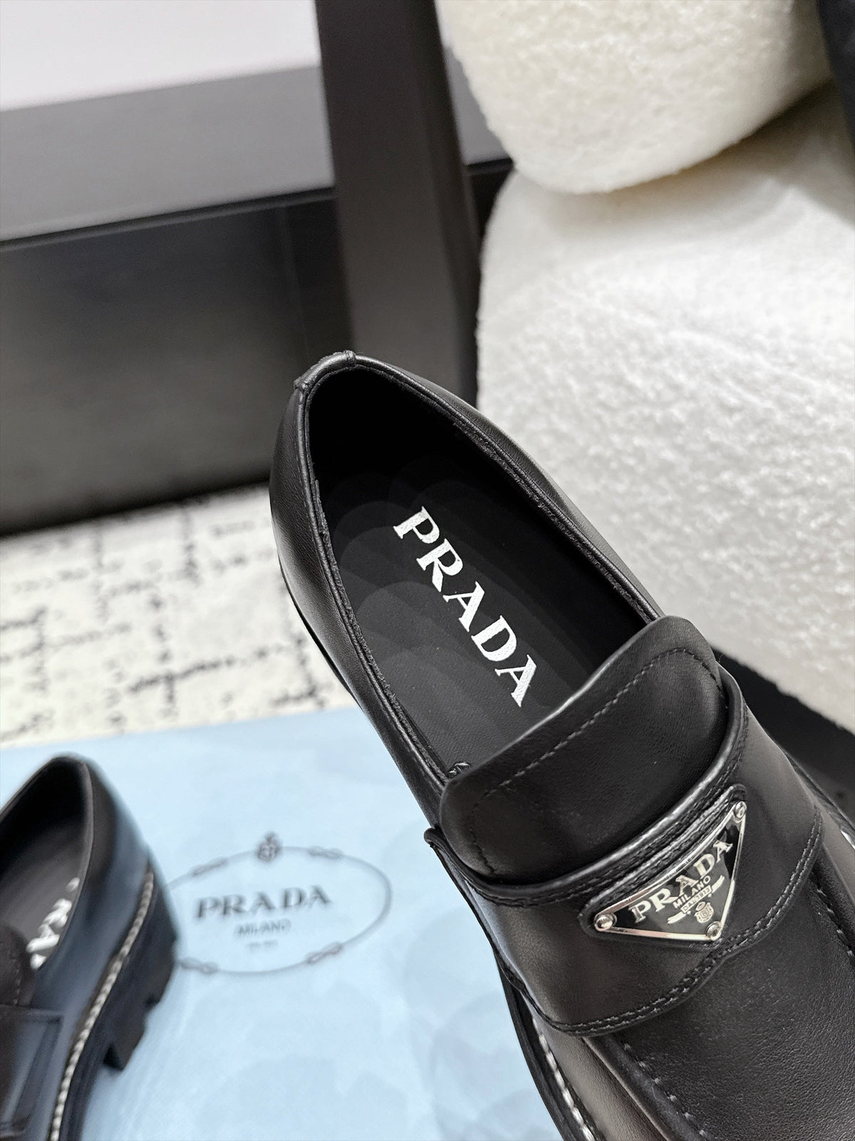 Prada 26s Chunky Loafers Black Leather 120983