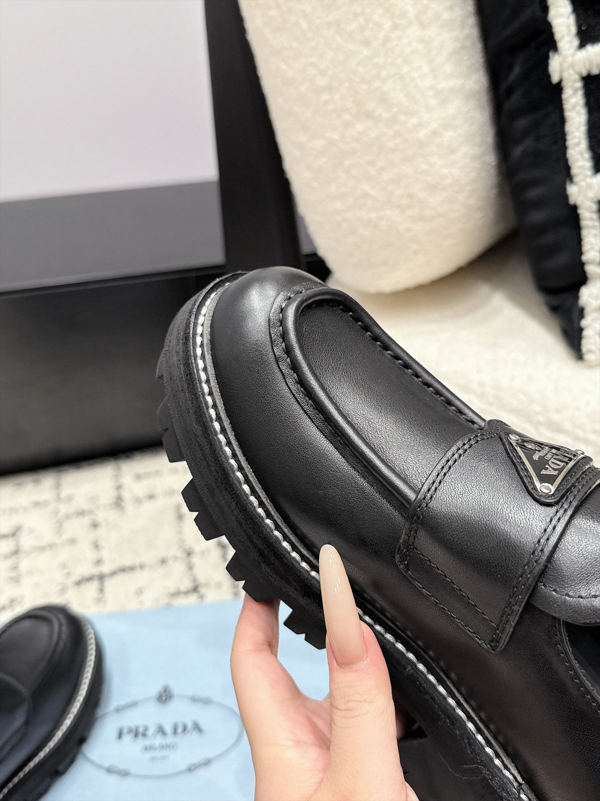 Prada 26s Chunky Loafers Black Leather 120983