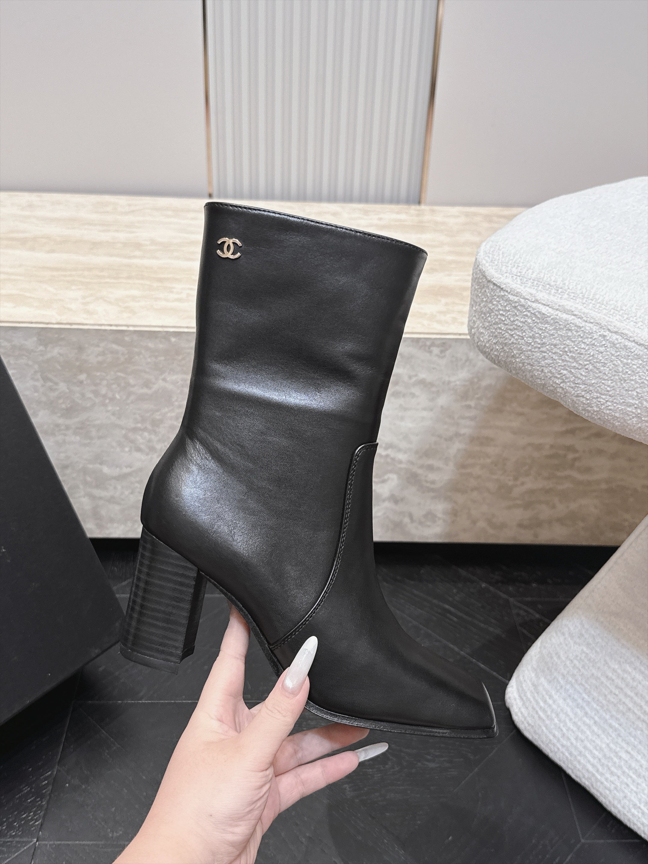 CC Autumn/Winter 2026 Ankle Boots 7cm Black Calfskin 954126