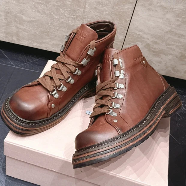 Miumiu 2026 Hiking Ankle Boots Cowhide 954315